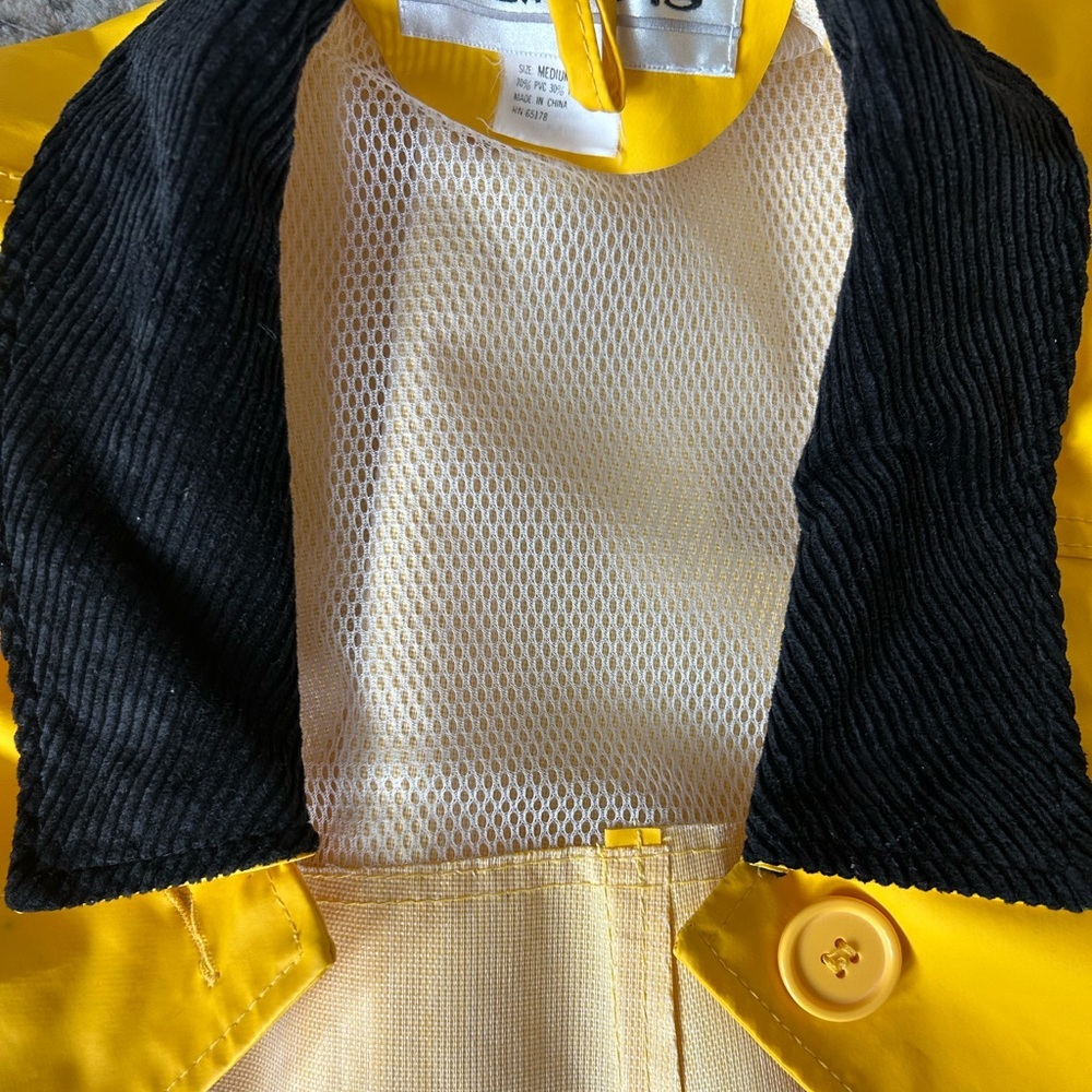 Talbots Vintage Yellow Raincoat Long Waterproof Trench, Size M Retro Nautical - Picture 4 of 12
